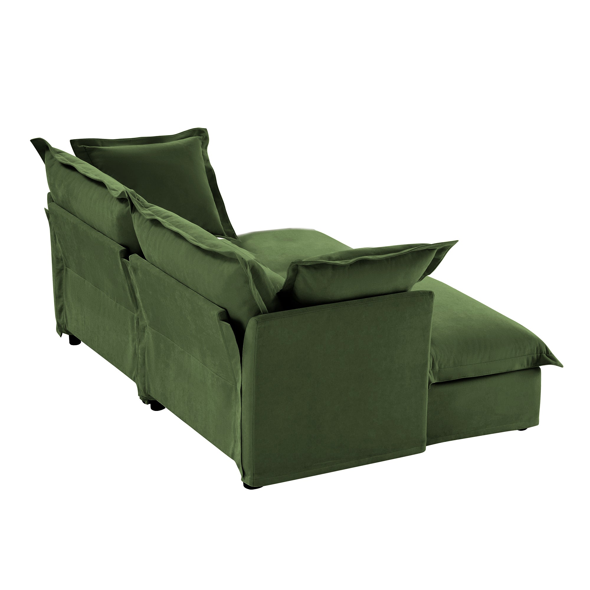 Slipcovered Sofa 2 Seater Sofa With 2 Ottomans, 2 Seater Sleeper Sofa Bed Home Theater Oversized Sofa For Living Room, Chenille, Green