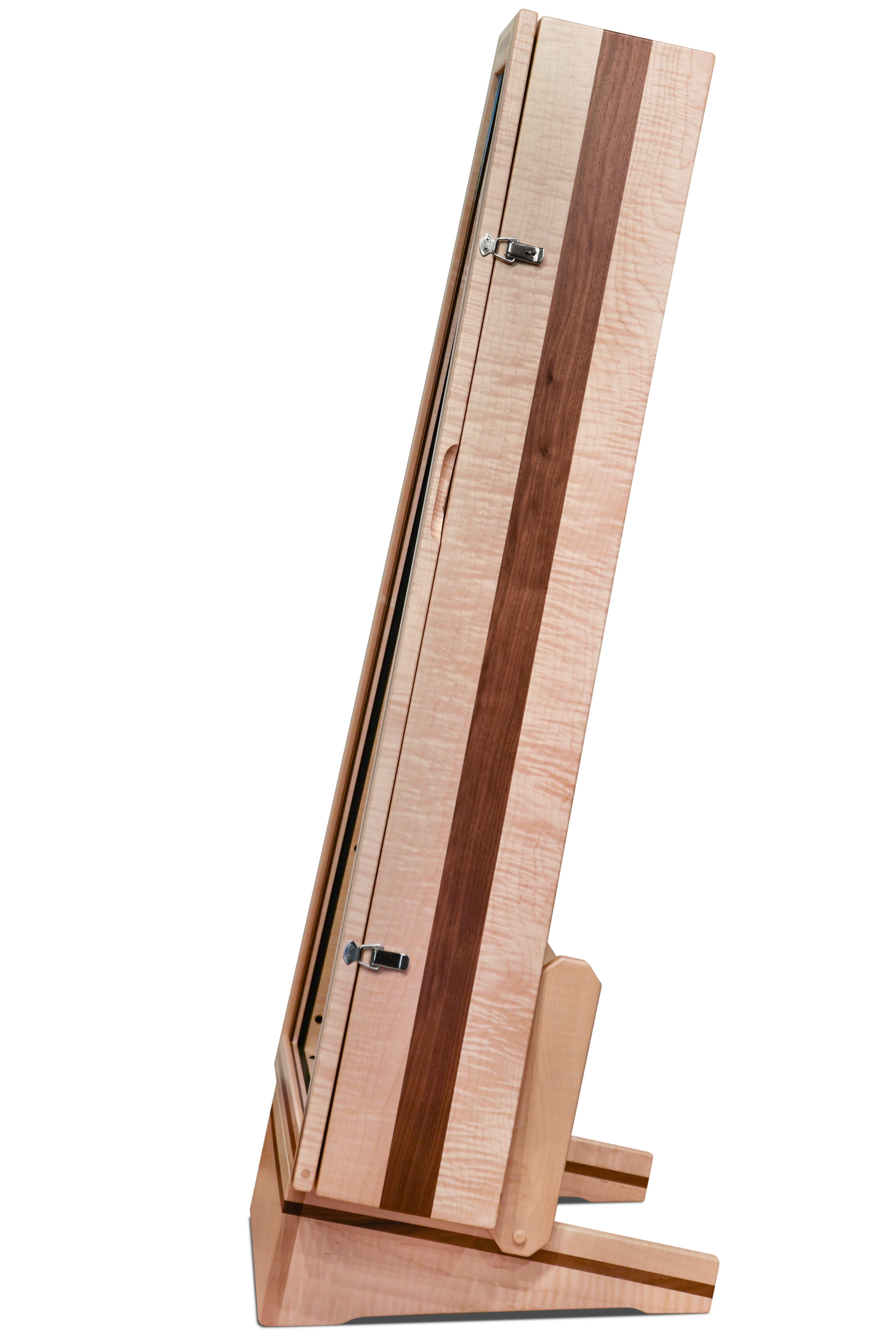 ClimaStand Triangle Humidor with Base - Flamed Maple with Walnut