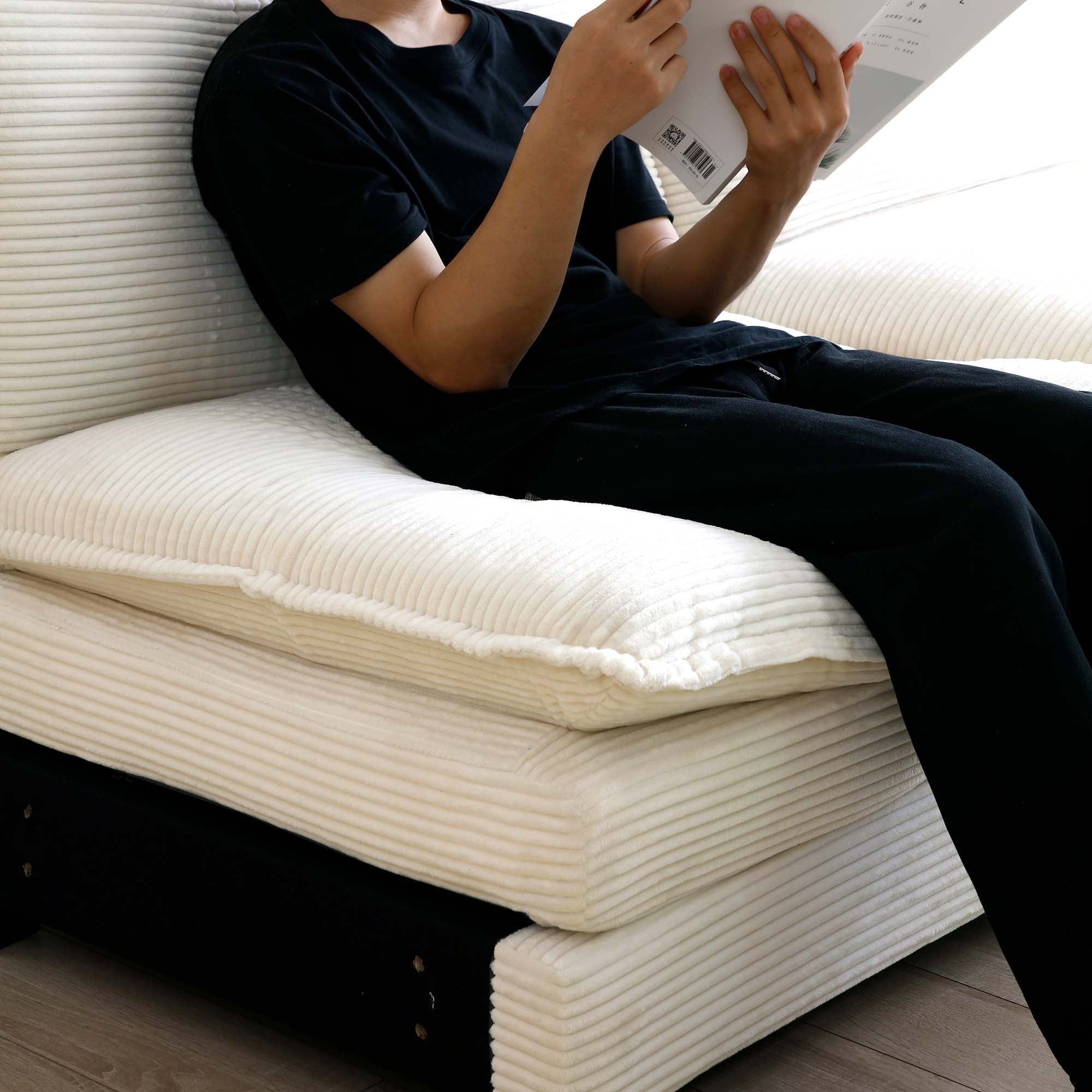 Modern Living Room Sofa 3 Pieces Set, Two 2-Seater Sofas and One 3-Seater Sofas, Upholstery Large Deep Seat Sofa with sofat Cushion and Pillowss, Beige Corduroy